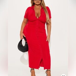 Fashion Nova Vibrant Red Midi dress